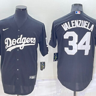 Men's Los Angeles Dodgers #34 Toro Valenzuela Black Cool Base Stitched Baseball Jerseys