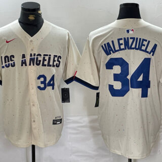 Men's Los Angeles Dodgers #34 Toro Valenzuela Cream Stitched Baseball Jerseys