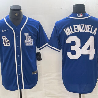 Men's Los Angeles Dodgers #34 Toro Valenzuela Royal Stitched Jersey(Run Small)
