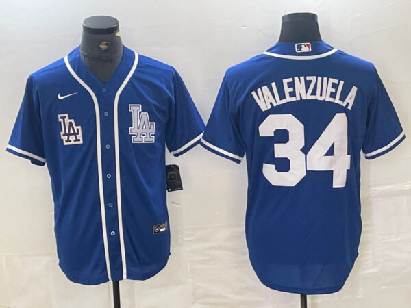 Men's Los Angeles Dodgers #34 Toro Valenzuela Royal Stitched Jersey(Run Small)
