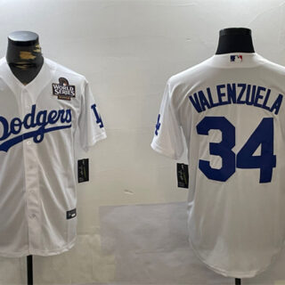 Men's Los Angeles Dodgers #34 Toro Valenzuela White 2024 World Series Cool Base Stitched Baseball Jersey
