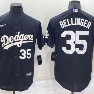 Men's Los Angeles Dodgers #35 Cody Bellinger Black Cool Base Stitched Jerseys