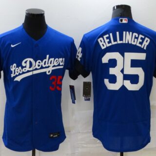 Men's Los Angeles Dodgers #35 Cody Bellinger Blue 2021 City Connect Flex Base Stitched Jersey
