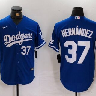Men's Los Angeles Dodgers #37 Teoscar Hernandez Blue Cool Base Stitched Baseball Jerseys