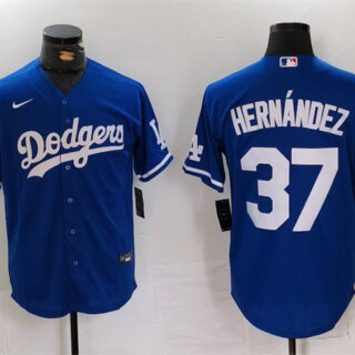 Men's Los Angeles Dodgers #37 Teoscar Hernandez Blue Cool Base Stitched Baseball Jersey