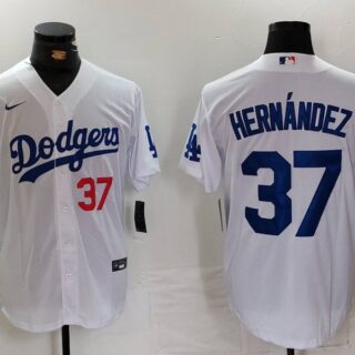 Men's Los Angeles Dodgers #37 Teoscar Hernandez White Cool Base Stitched Baseball Jerseys