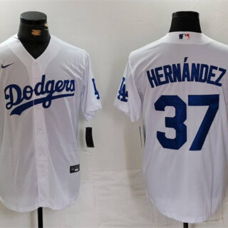 Men's Los Angeles Dodgers #37 Teoscar Hernandez White Cool Base Stitched Baseball Jersey