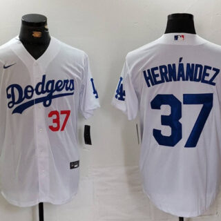 Men's Los Angeles Dodgers #37 Teoscar Hernandez White Stitched Baseball Jersey