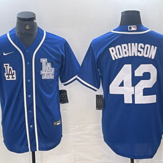 Men's Los Angeles Dodgers #42 Jackie Robinson BLUE Cool Base Stitched Baseball Jersey