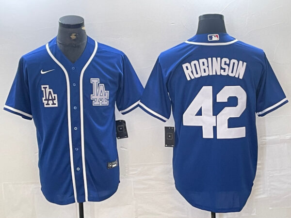 Men's Los Angeles Dodgers #42 Jackie Robinson BLUE Cool Base Stitched Baseball Jersey