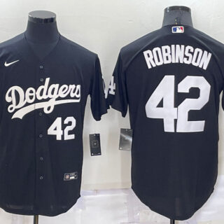 Men's Los Angeles Dodgers #42 Jackie Robinson Black Cool Base Stitched Jersey
