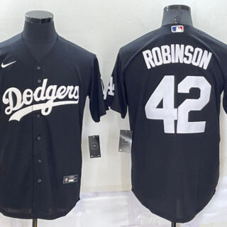 Men's Los Angeles Dodgers #42 Jackie Robinson Black Cool Base Stitched Jerseys