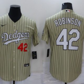 Men's Los Angeles Dodgers #42 Jackie Robinson Cream Cool Base Stitched Jersey