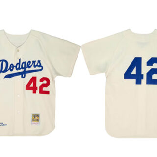 Men's Los Angeles Dodgers #42 Jackie Robinson White 1955 Home Stitched Baseball Jersey