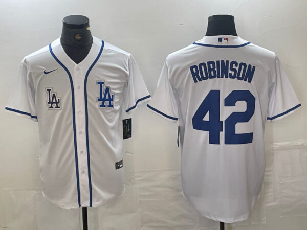 Men's Los Angeles Dodgers #42 Jackie Robinson White Cool Base Stitched Baseball Jersey