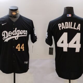Men's Los Angeles Dodgers #44 Vicente Padilla Black Cool Base Stitched Baseball Jerseys