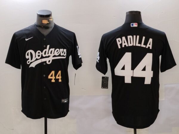 Men's Los Angeles Dodgers #44 Vicente Padilla Black Cool Base Stitched Baseball Jerseys