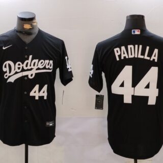 Men's Los Angeles Dodgers #44 Vicente Padilla Black Cool Base Stitched Baseball Jerseys
