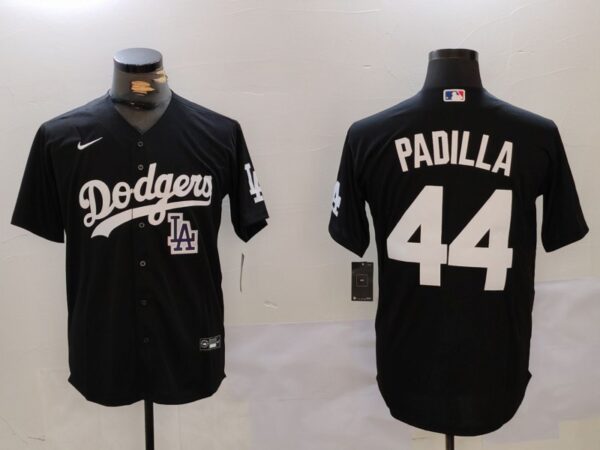 Men's Los Angeles Dodgers #44 Vicente Padilla Black Cool Base Stitched Baseball Jerseys