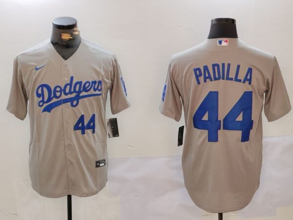 Men's Los Angeles Dodgers #44 Vicente Padilla Grey Cool Base Stitched Baseball Jerseys