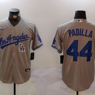 Men's Los Angeles Dodgers #44 Vicente Padilla Grey Cool Base Stitched Baseball Jerseys