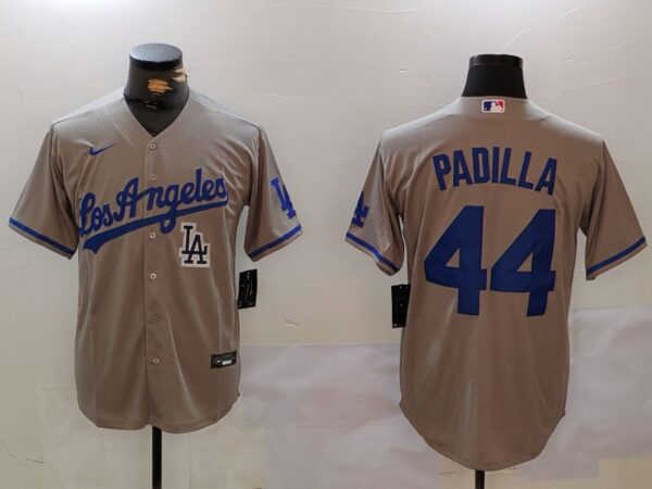 Men's Los Angeles Dodgers #44 Vicente Padilla Grey Cool Base Stitched Baseball Jerseys