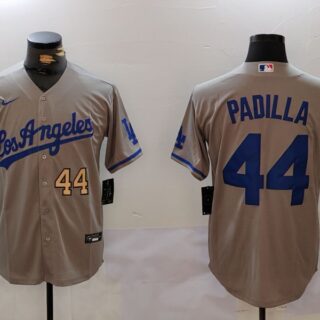 Men's Los Angeles Dodgers #44 Vicente Padilla Grey Cool Base Stitched Baseball Jerseys