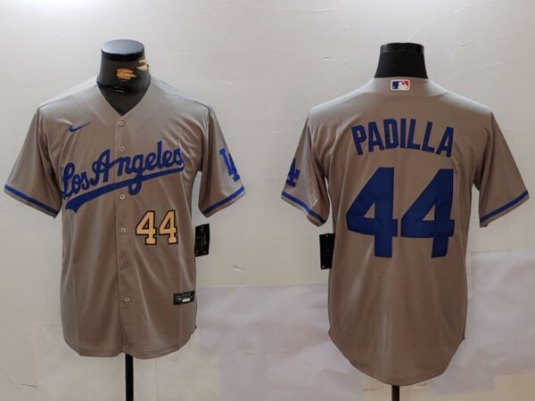 Men's Los Angeles Dodgers #44 Vicente Padilla Grey Cool Base Stitched Baseball Jerseys