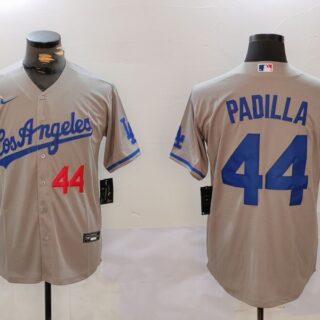 Men's Los Angeles Dodgers #44 Vicente Padilla Grey Cool Base Stitched Baseball Jerseys
