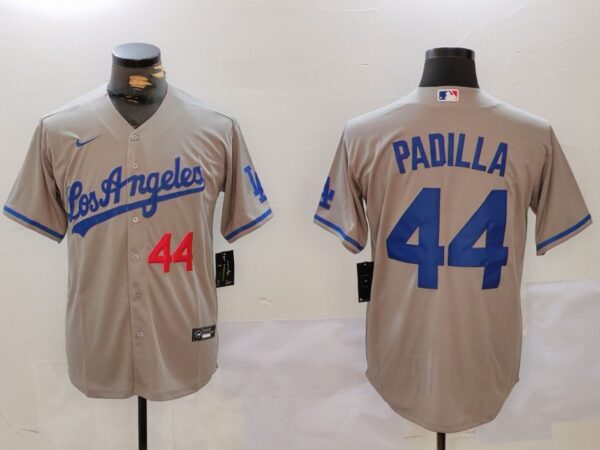 Men's Los Angeles Dodgers #44 Vicente Padilla Grey Cool Base Stitched Baseball Jerseys