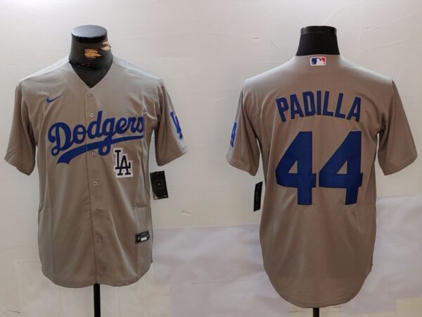 Men's Los Angeles Dodgers #44 Vicente Padilla Grey Cool Base Stitched Baseball Jerseys
