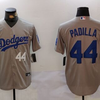 Men's Los Angeles Dodgers #44 Vicente Padilla Grey Cool Base Stitched Baseball Jerseys