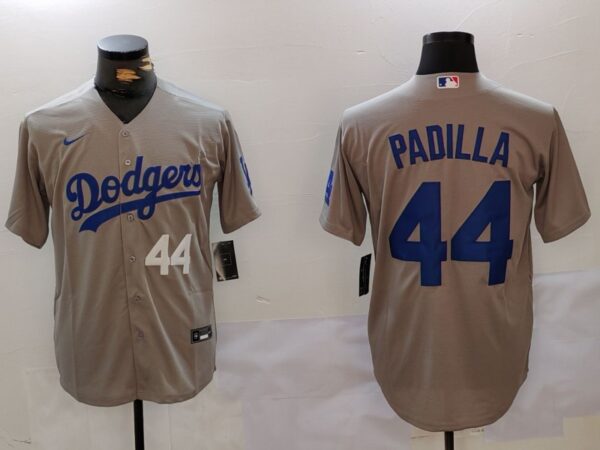 Men's Los Angeles Dodgers #44 Vicente Padilla Grey Cool Base Stitched Baseball Jerseys