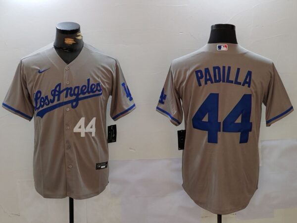 Men's Los Angeles Dodgers #44 Vicente Padilla Grey Cool Base Stitched Baseball Jerseys