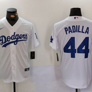 Men's Los Angeles Dodgers #44 Vicente Padilla White Cool Base Stitched Baseball Jersey