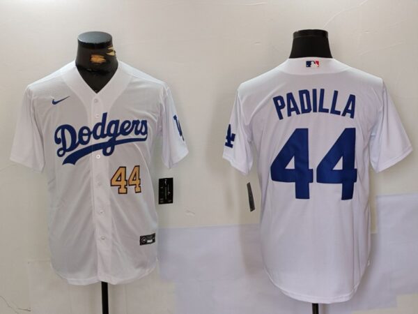 Men's Los Angeles Dodgers #44 Vicente Padilla White Cool Base Stitched Baseball Jerseys