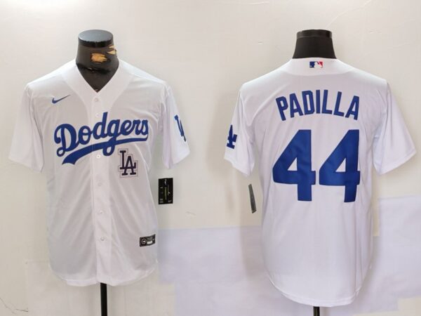 Men's Los Angeles Dodgers #44 Vicente Padilla White Cool Base Stitched Baseball Jerseys