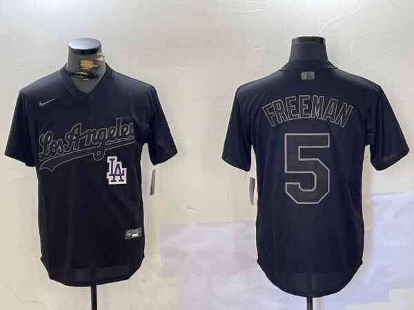 Men's Los Angeles Dodgers #5 Black Cool Base Stitched Baseball Jerseys
