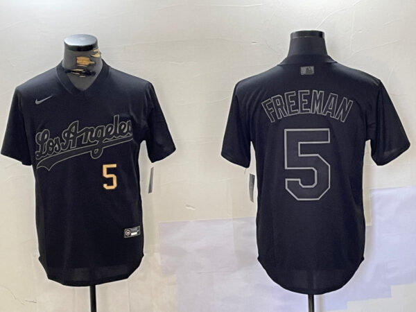 Men's Los Angeles Dodgers #5 Black Cool Base Stitched Baseball Jerseys