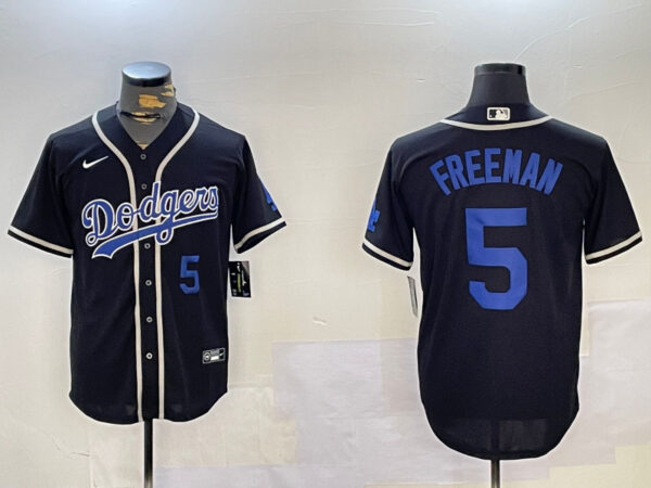 Men's Los Angeles Dodgers #5 Freddie Freeman Black 2024 World Series Cool Base Stitched Baseball Jerseys