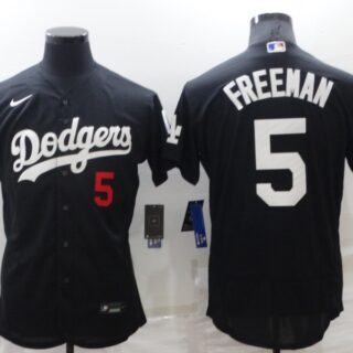 Men's Los Angeles Dodgers #5 Freddie Freeman Black Flex Base Stitched Jersey