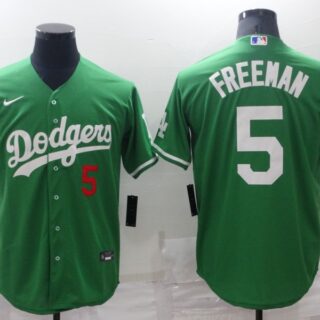 Men's Los Angeles Dodgers #5 Freddie Freeman Green Stitched Baseball Jersey