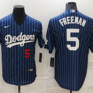 Men's Los Angeles Dodgers #5 Freddie Freeman Navy Cool Base Stitched Jersey