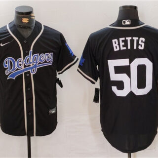 Men's Los Angeles Dodgers #50 Mookie Betts Black Fashion Cool Base Stitched Baseball Jersey