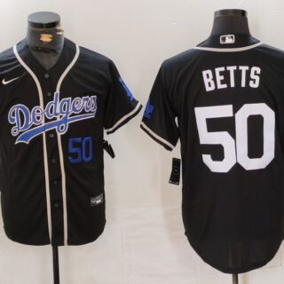Men's Los Angeles Dodgers #50 Mookie Betts Black Fashion Cool Base Stitched Baseball Jerseys