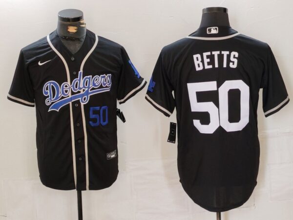 Men's Los Angeles Dodgers #50 Mookie Betts Black Fashion Cool Base Stitched Baseball Jerseys