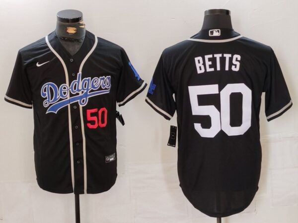 Men's Los Angeles Dodgers #50 Mookie Betts Black Fashion Cool Base Stitched Baseball Jerseys