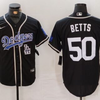 Men's Los Angeles Dodgers #50 Mookie Betts Black Fashion Cool Base Stitched Baseball Jerseys