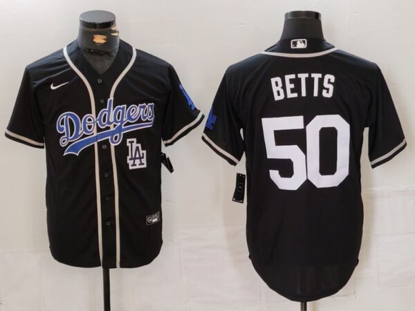 Men's Los Angeles Dodgers #50 Mookie Betts Black Fashion Cool Base Stitched Baseball Jerseys