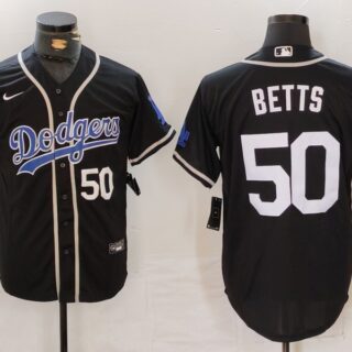 Men's Los Angeles Dodgers #50 Mookie Betts Black Fashion Cool Base Stitched Baseball Jerseys